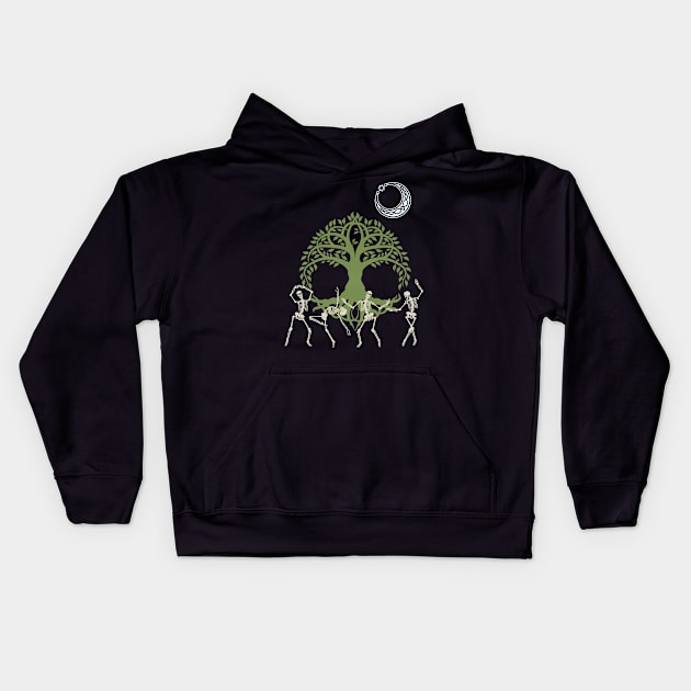 dancing skeletons with nordic tree of life Kids Hoodie by Love My..